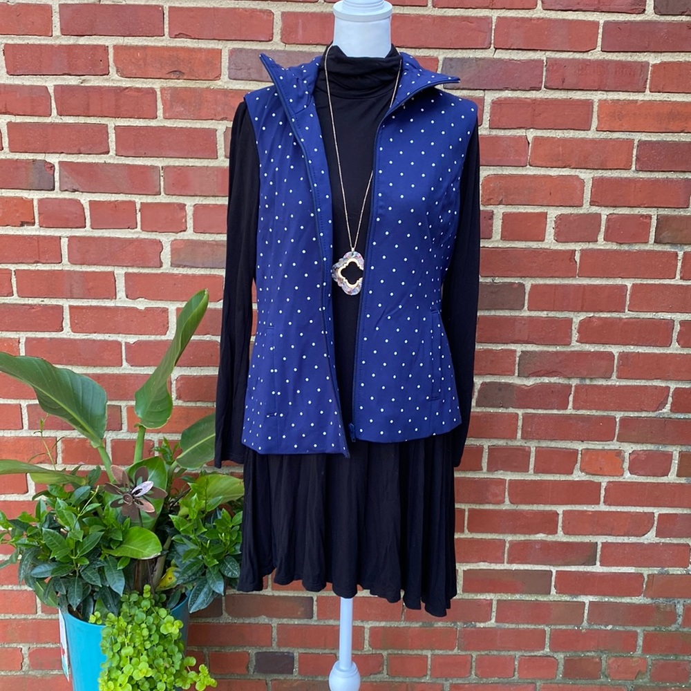 Coldwater Creek Navy polka dot vest